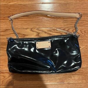 Kate Spade Glossy Black Shoulder Bag with Chain Strap